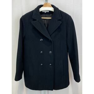 JASON KOLE Womens Size L Double Breasted Peacoat Fall Winter Coat Black